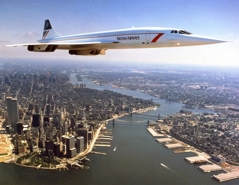 British Airways Concorde flying over NYC