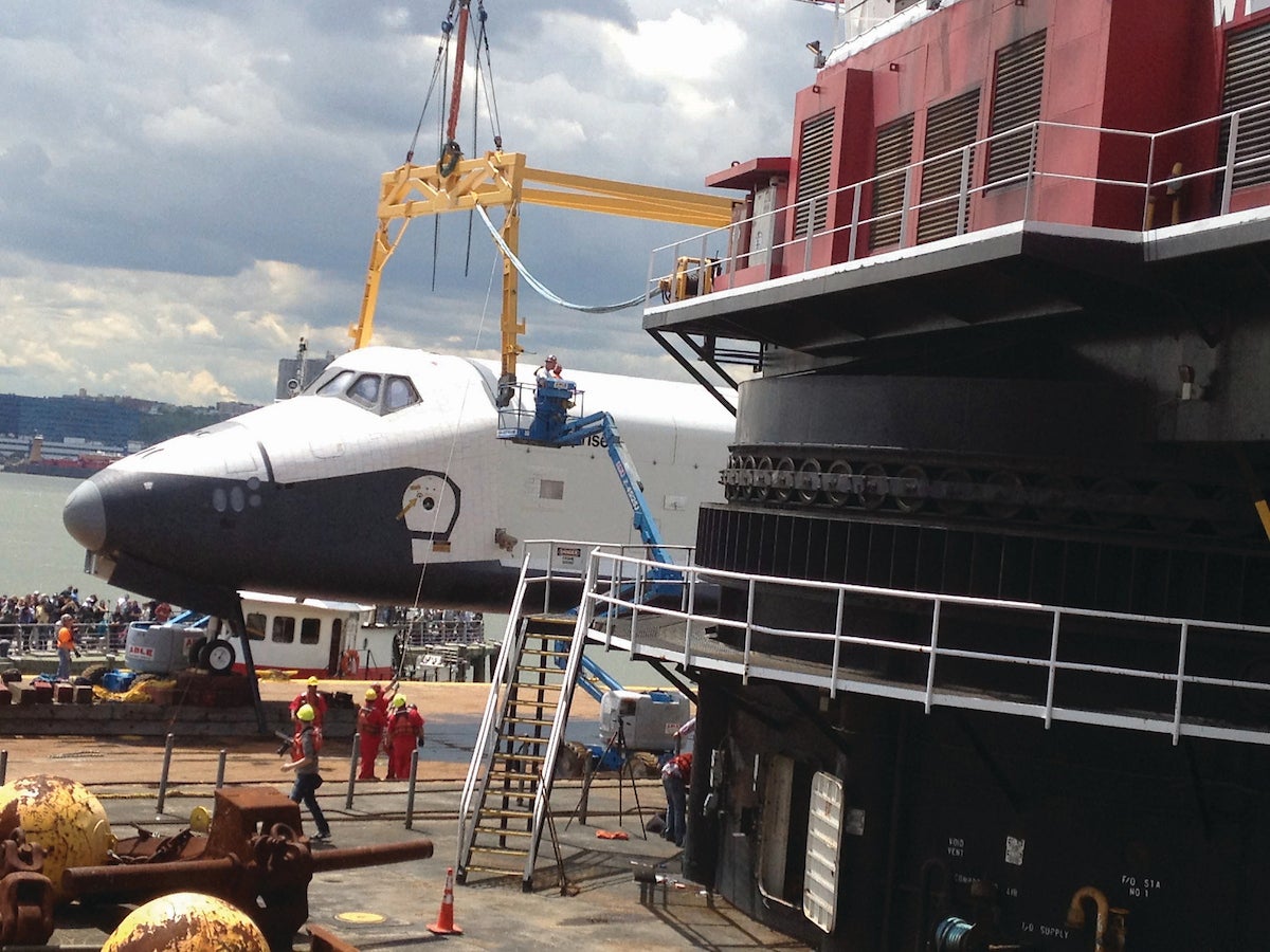 The Enterprise arriving at the Museum. Credit: The Intrepid Museum 