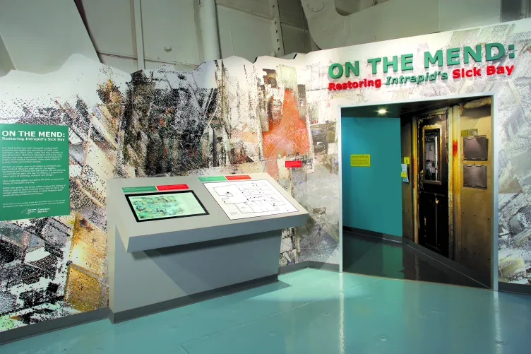 Entrance to the &quot;On the Mend: Restoring Intrepid&#039;s Sick Bay&quot; exhibition