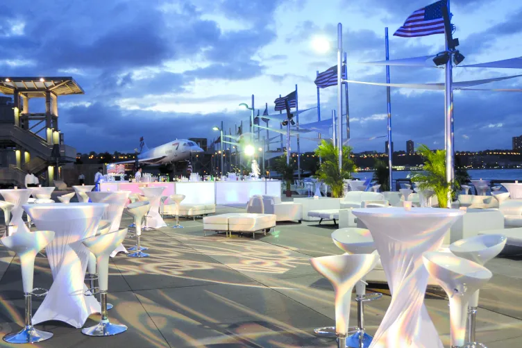Cocktail tables on the pier