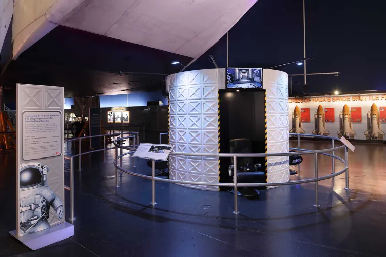 An exhibition in Space Shuttle Pavilion