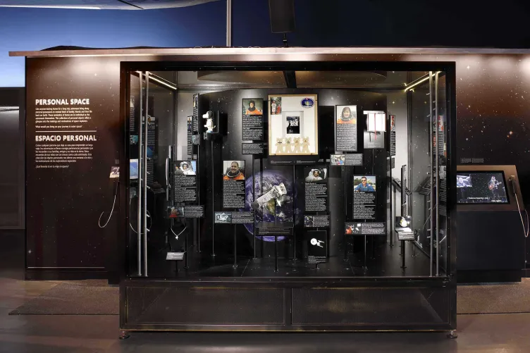 An exhibition panel in the Space Shuttle Pavilion