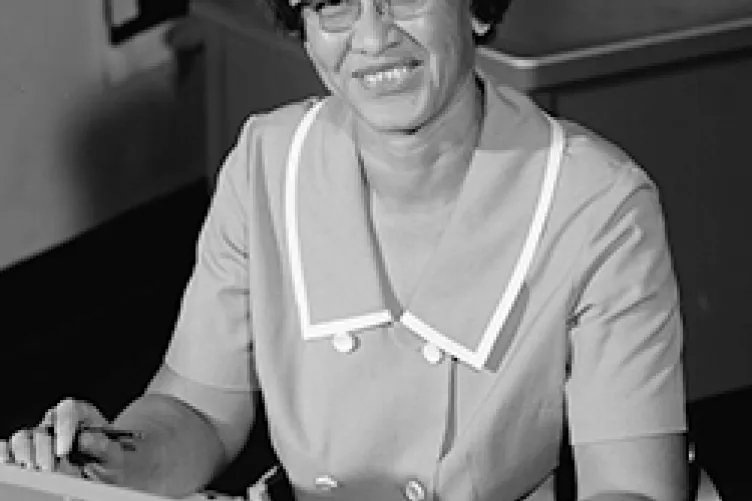 Katherine Johnson at her desk at NASA Langley Research Center in 1966.