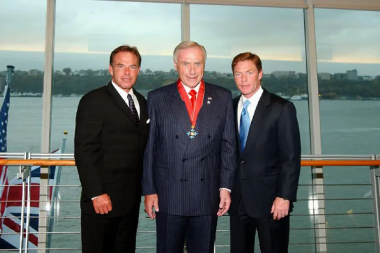 Mr. Steven Fisher is pictured alongside his brother Mr. Kenneth Fisher, Co-Chairman of the Intrepid Museum, and father Mr. Arnold Fisher, Intrepid Museum Former Chairman.