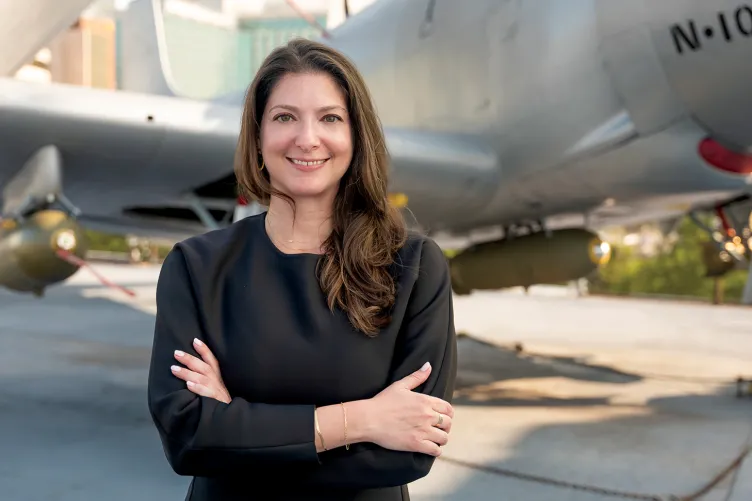 Photo of Alexis Marion on Intrepid's flight deck.