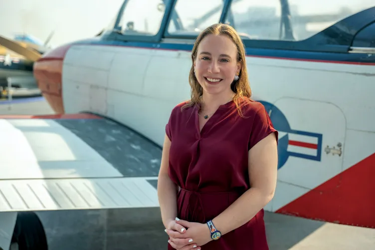 Photo of Charlotte Martin on Intrepid's flight deck.