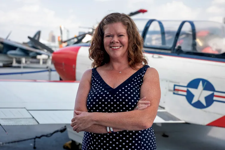 Photo of Kerry McLaughlin on Intrepid's flight deck.