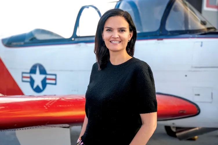 Photo of Lisa Yaconiello on Intrepid's flight deck.