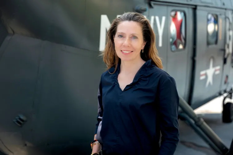 Photo of Louise Gormanly on Intrepid's flight deck.