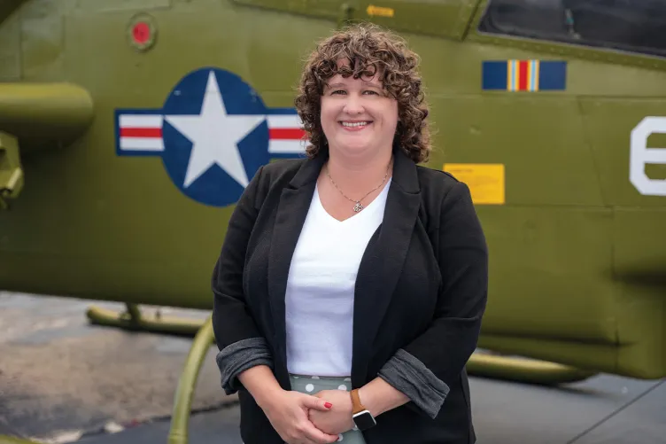 Photo of Molly Sloan on Intrepid's flight deck.