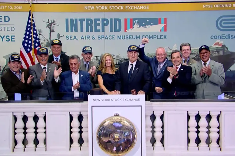 The intrepid museum rings the NYSE opening bell