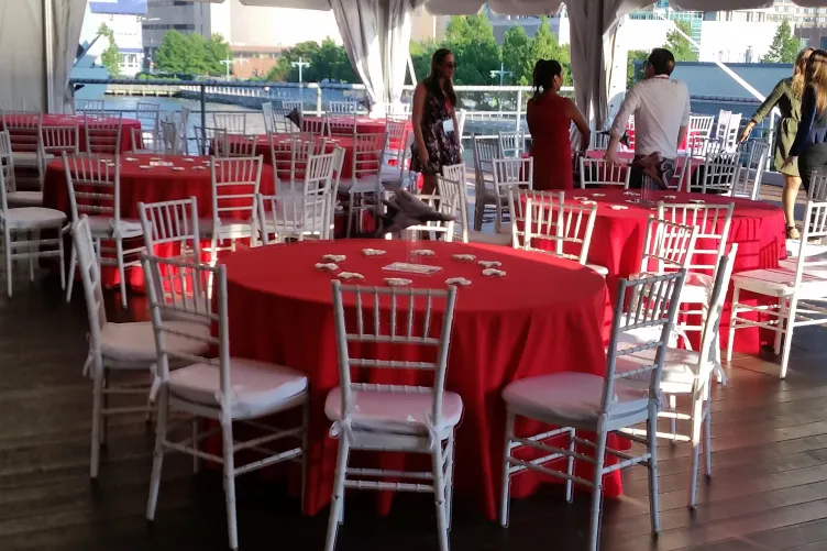 tables and chairs set up for an event
