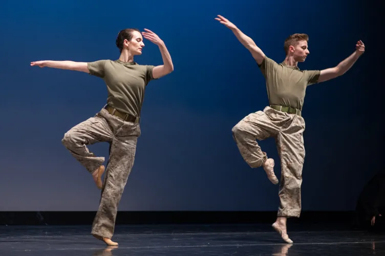 Two male dancers performing from Exit12.