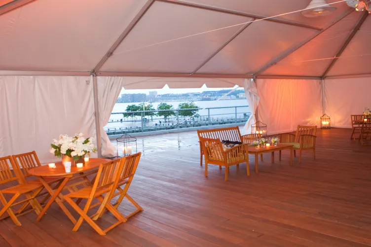 Starboard aircraft elevator event tent