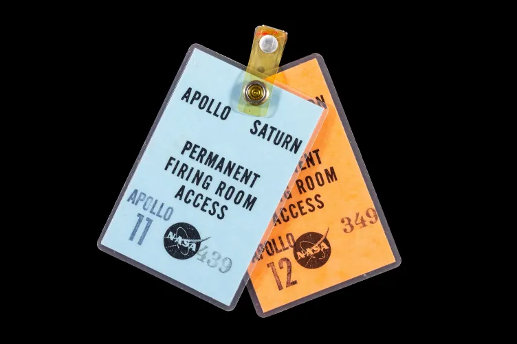 Apollo Saturn rocket and access identification badges