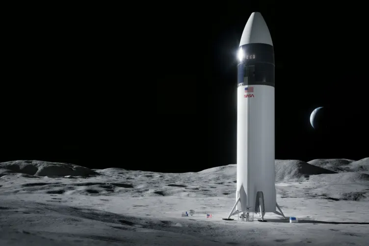 Astro live hero image - spacex starship artemis III on the moon