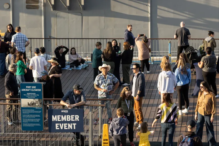 Solar eclipse viewing from the dramatic setting of the flight deck of USS Intrepid