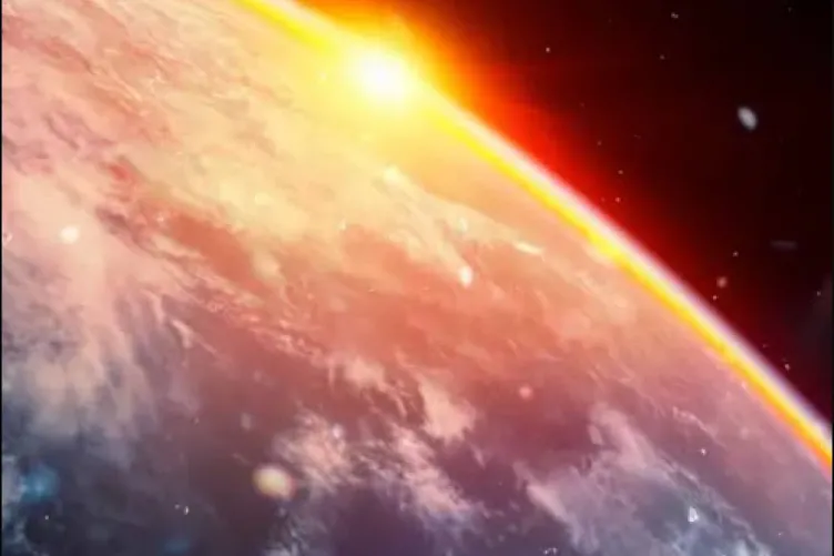 A view of the Earth from Space, surrounded by debris.