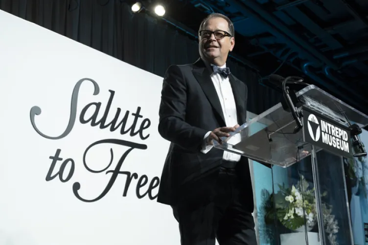 An honoree presenting and the Salute to Freedom Gala.