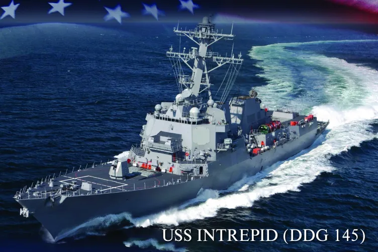 USS Intrepid (DDG-145) sails through the ocean