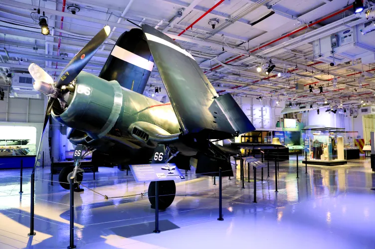 Fully restored, World War II FG-1D Corsair fighter-bomber, one of the few remaining of its kind.