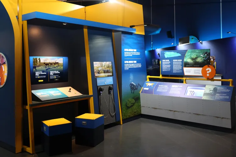 Inside the Mysteries from the Deep: Exploring Underwater Archaeology exhibition at the Intrepid Museum.