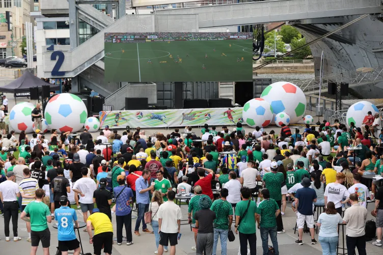 Rendering of crowds gathered on Pier 86 during a World Cup event