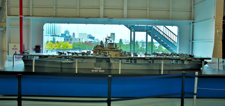 A 1:40 scale model of the USS Intrepid build out of LEGO