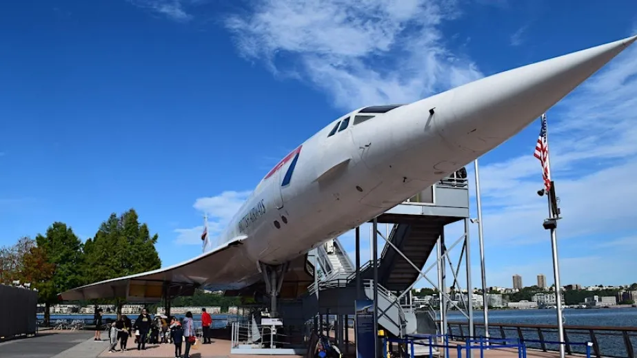 Concorde aircraft along the river