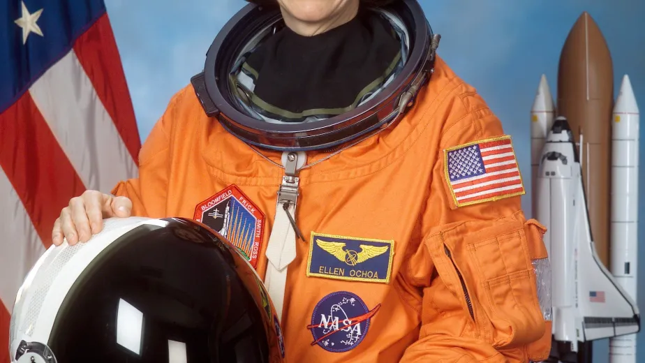 dr ellen ochoa posing in spacesuit