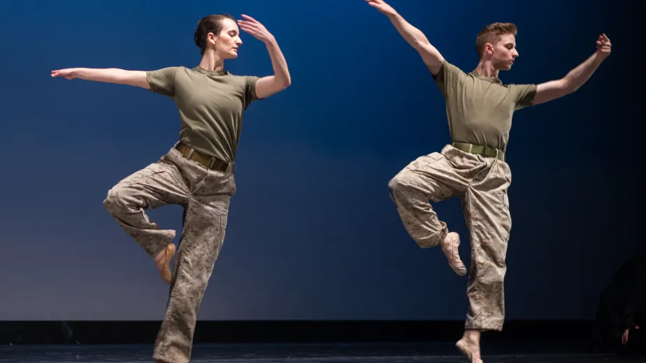 Two male dancers performing from Exit12.