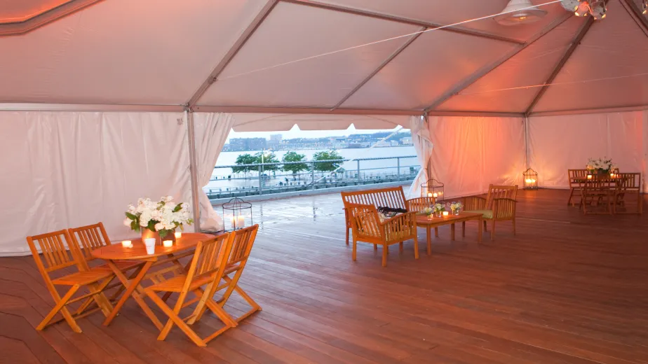 Starboard aircraft elevator event tent