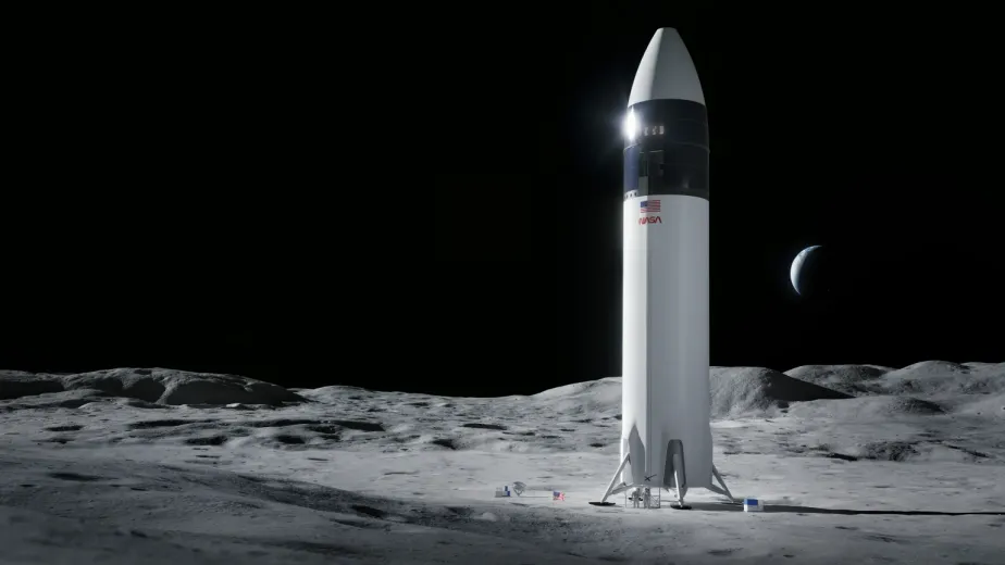 Astro live hero image - spacex starship artemis III on the moon