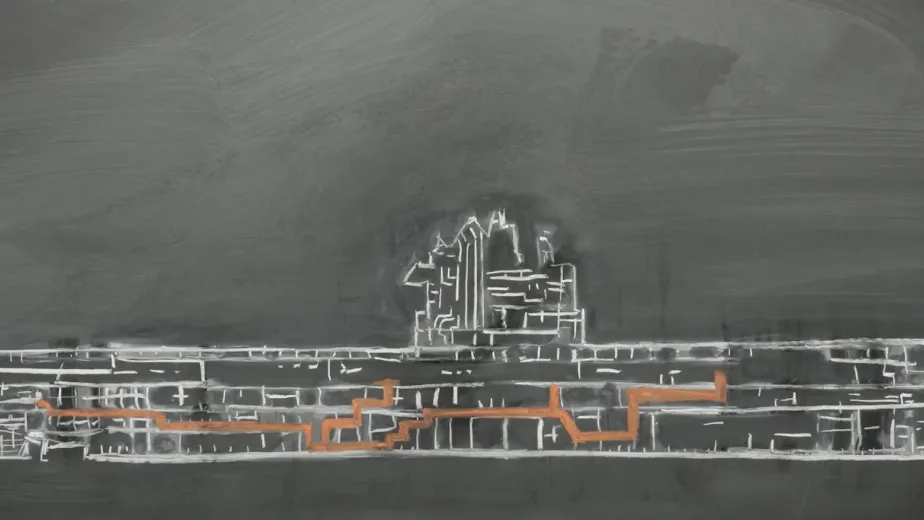 An artistic illustration of the USS Intrepid