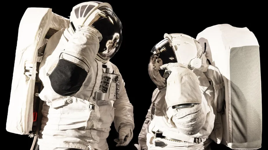 Two astronauts in space suits