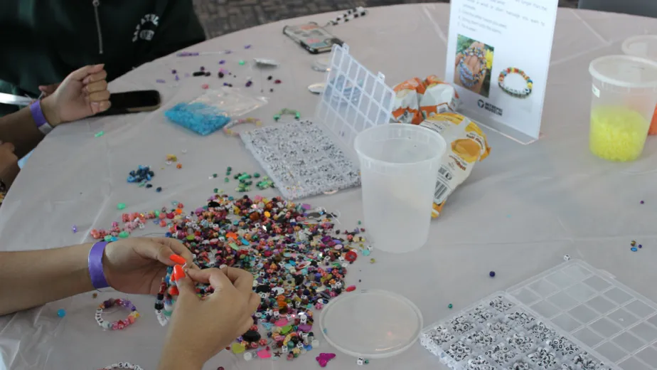 Teens engaged in an arts and crafts activity