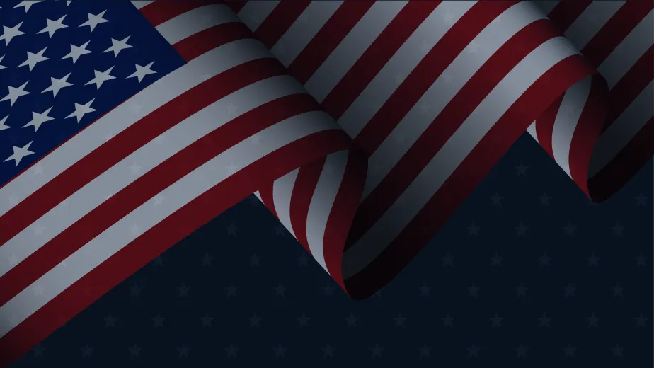 Banner displaying the American flag with stars and stripes
